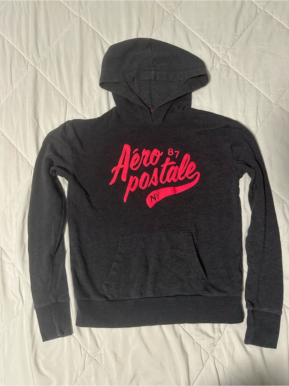 Aéropostale Charcoal Hoodie with Pink Logo